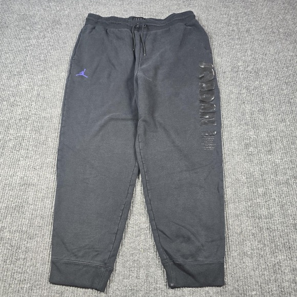 Jordan Pants Mens XL Black 72-10 EST 1985 Joggers Sweatpants Purple Logo - Picture 1 of 15